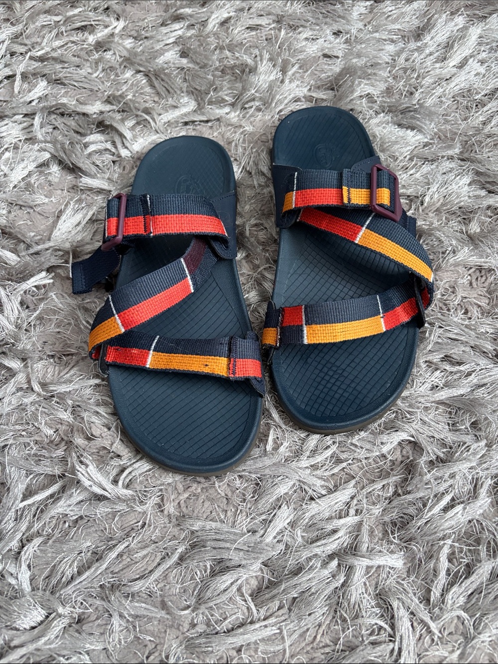 Chaco Men's Black Sandals with Red and Orange Straps